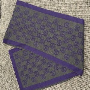 Michael Kors Jetset Scarf Purple Grey Logo Print Rectangle Double Sided